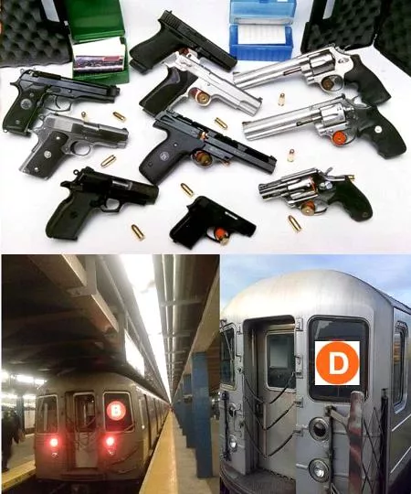 Armas incautadas en el tren de Nueva York.