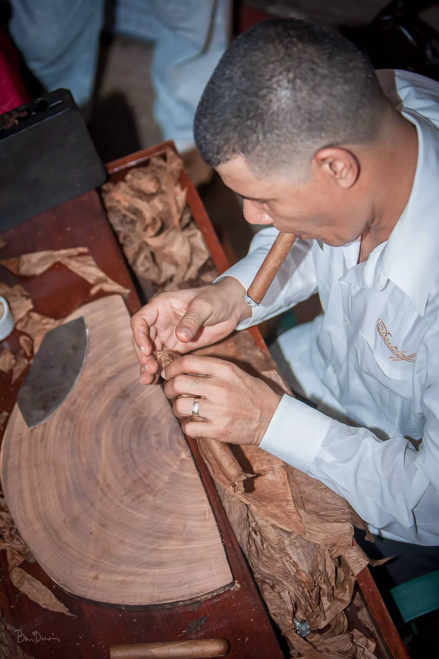 El Enrolador de Davidoff en plena faena.