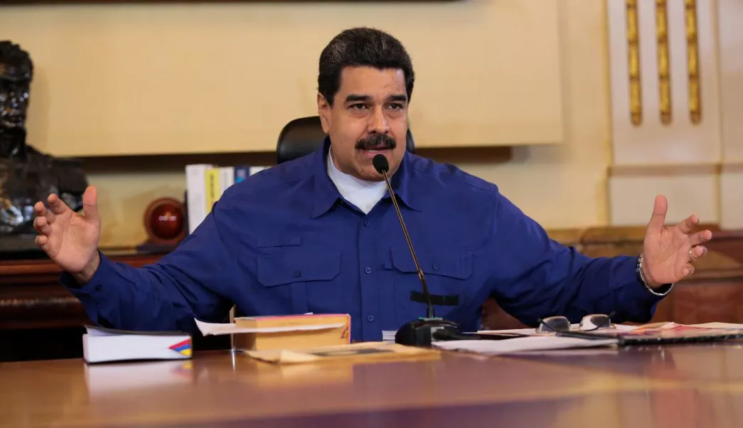 Venezuela’s President Nicolas Maduro speaks during a meeting with Vice Presidents at Miraflores Palace in Caracas