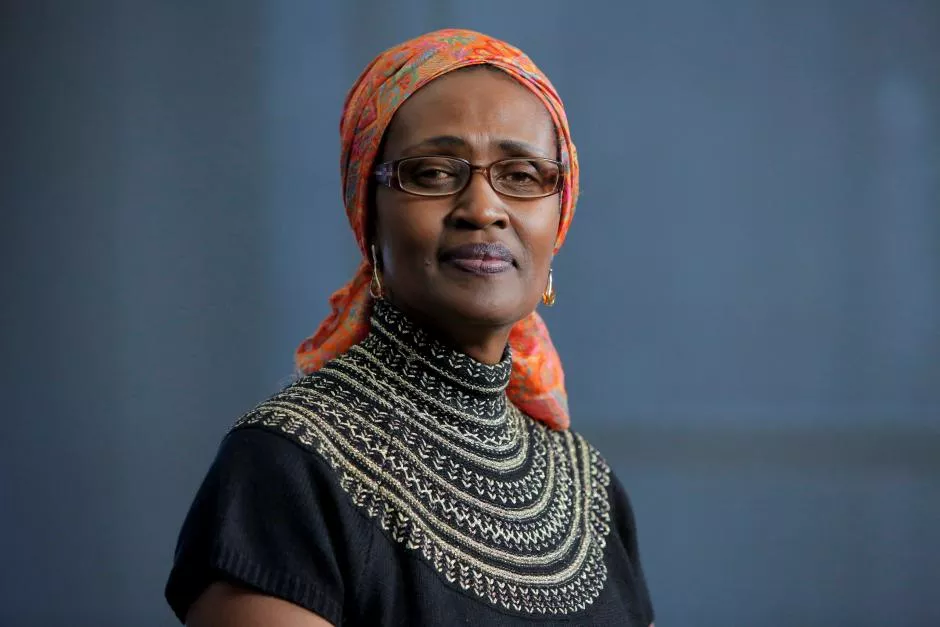 Oxfam International Executive Director Winnie Byanyima poses for a portrait following an interview in New York