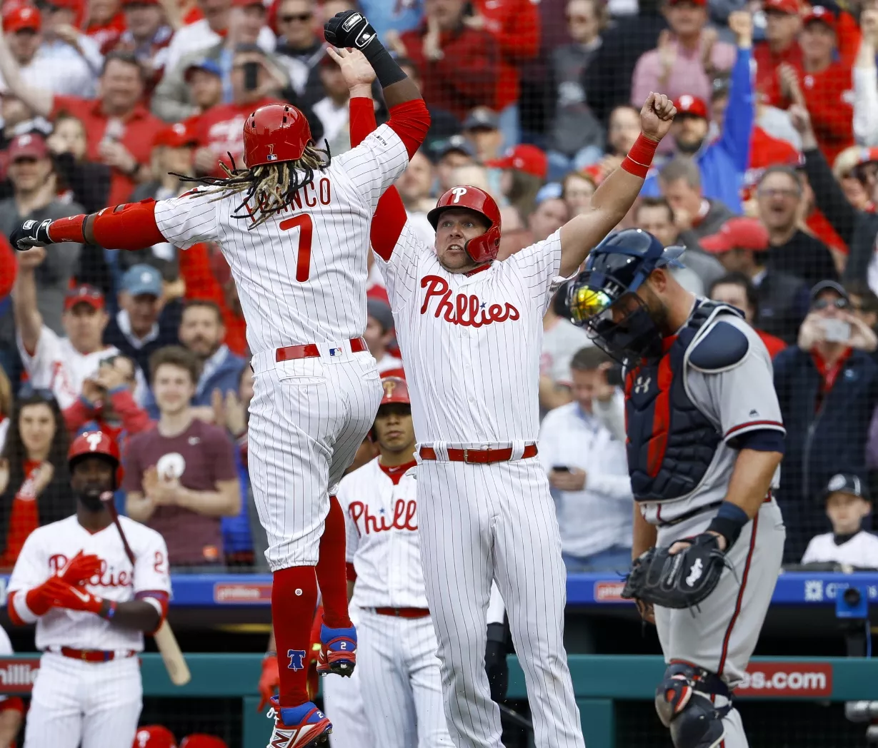 Rhys Hoskins, Brian McCann, Maikel Franco
