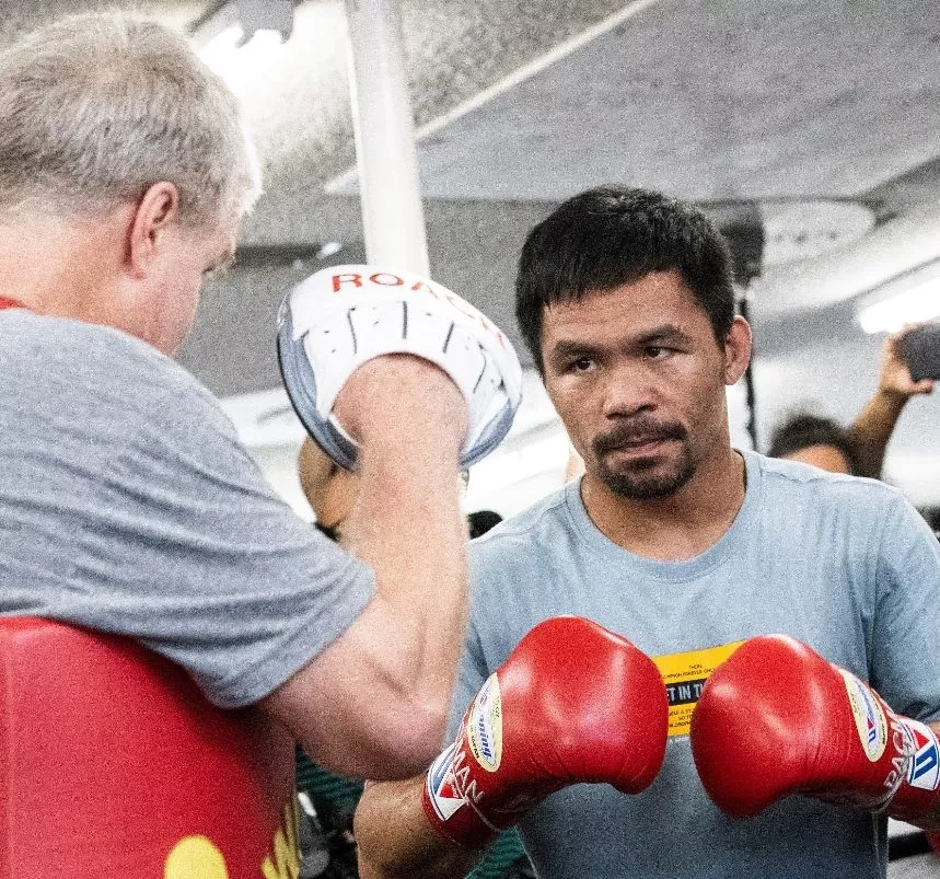 Manny Pacquiao trains in Los Angeles