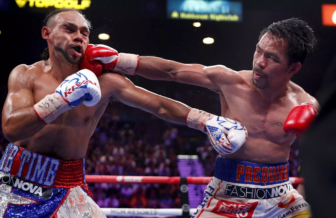 APTOPIX Pacquiao Thurman Boxing