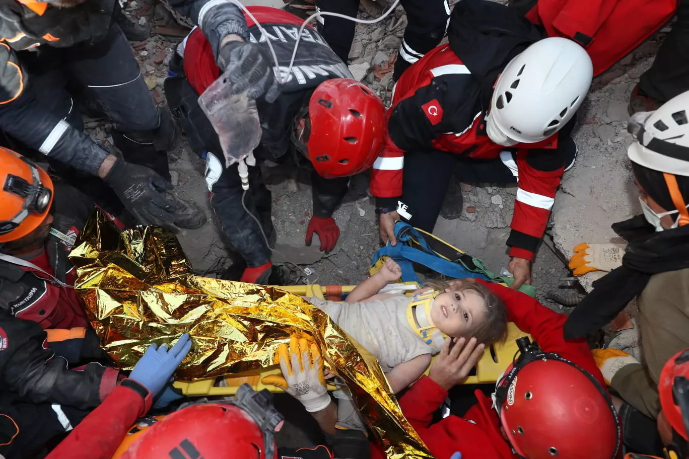 Aftermath of 7.0-magnitude earthquake, in Turkey