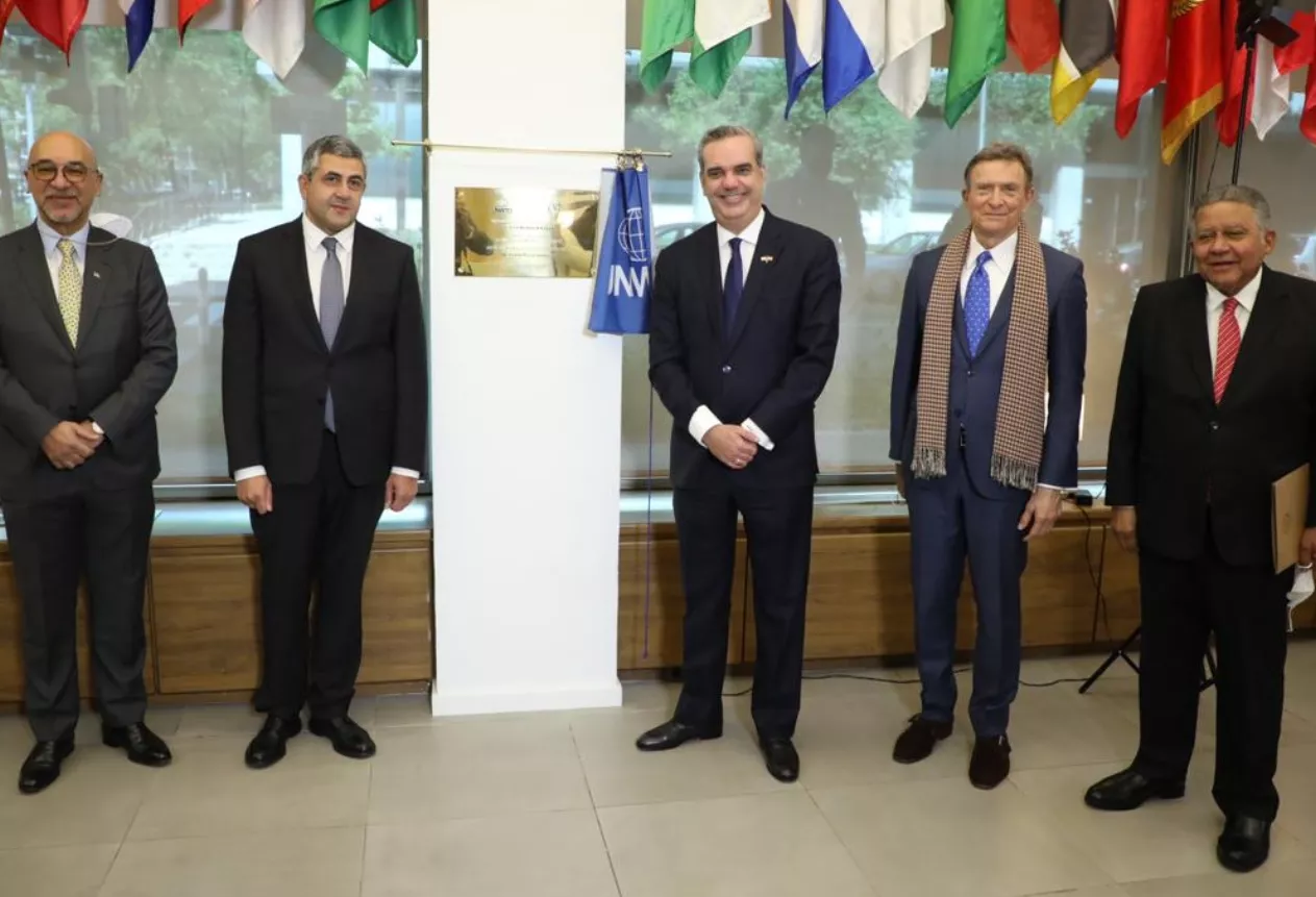 Aníbal de Castro, Zurab Pololikashvili, Luis Abinader, Roberto Álvarez y Juan Bolívar Díaz.