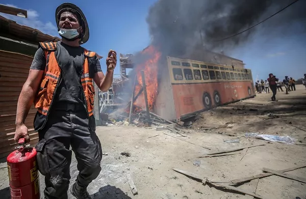 Israeli air strikes in Gaza City