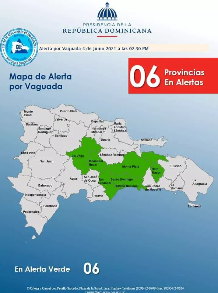 Provincias en alerta verde