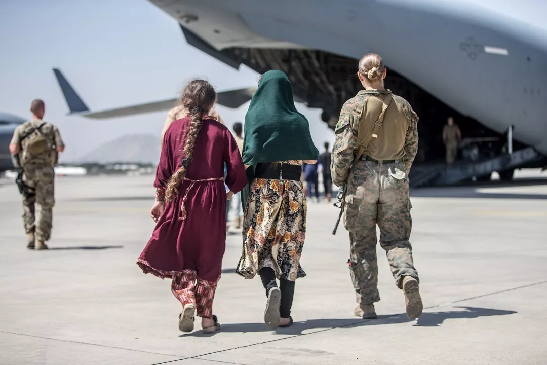 Evacuation at Hamid Karzai International Airport