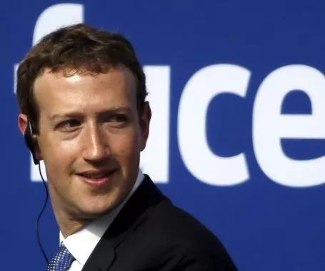 Facebook CEO Mark Zuckerberg is seen on stage during a town hall with Indian Prime Minister Narendra Modi at Facebook’s headquarters in Menlo Park, California