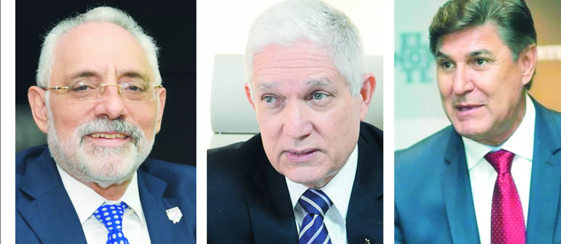 Vitelio Mejía, presidente Lidom, Juan Francisco Puello Herrera y Omar Canizales, presidente de LMP.