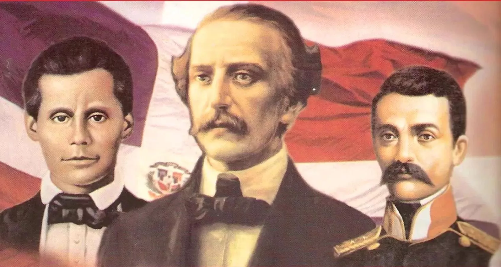 Juan Pablo Duarte, Francisco del Rosario Sánchez y Matías Ramón Mella, padres de la Patria dominicana.