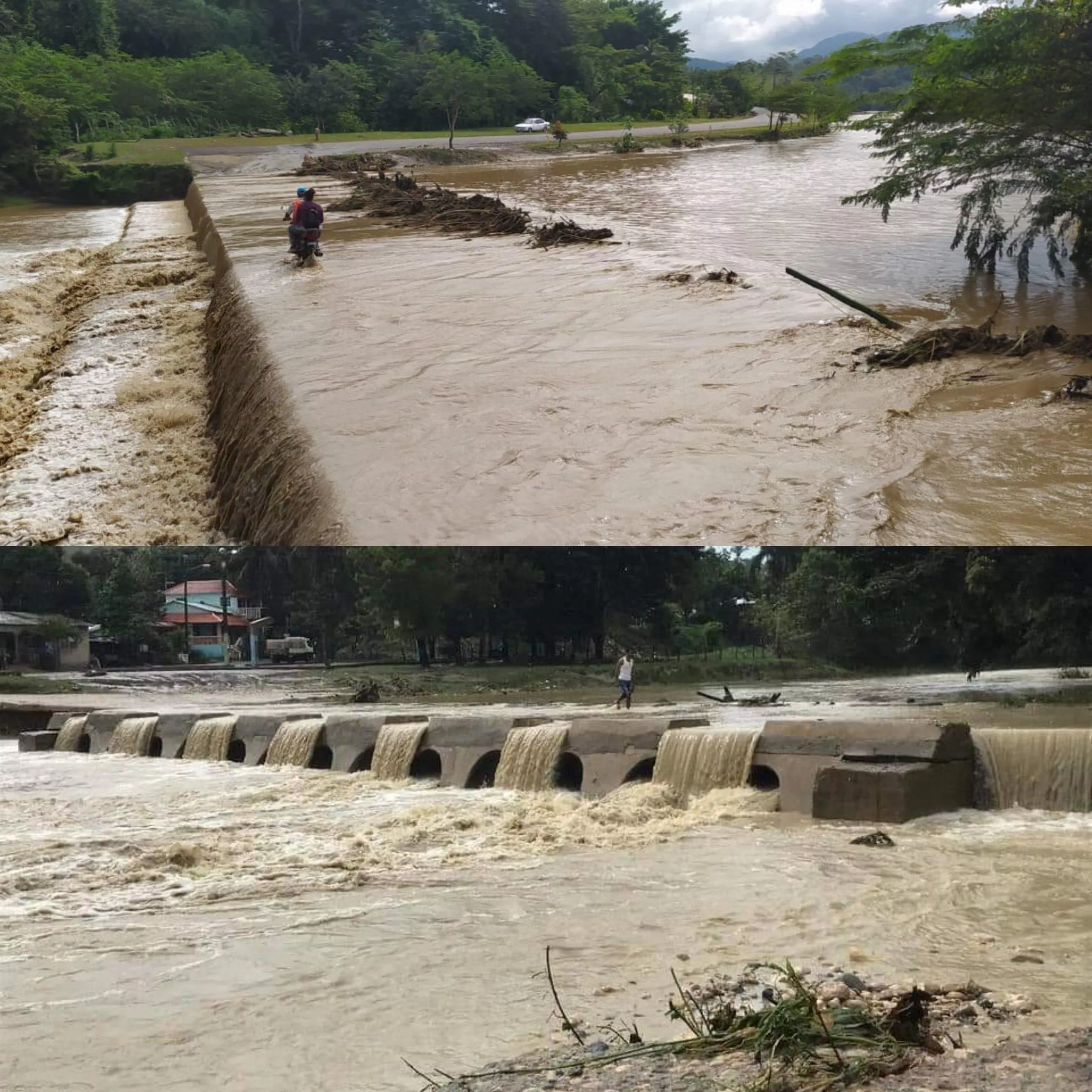 TORRENCIALES AGUACEROS DESBORDARON RÍOS Y AFLUENTES EN MUNICIPIOS DE PUERTO PLATA, COLAPSA PARED