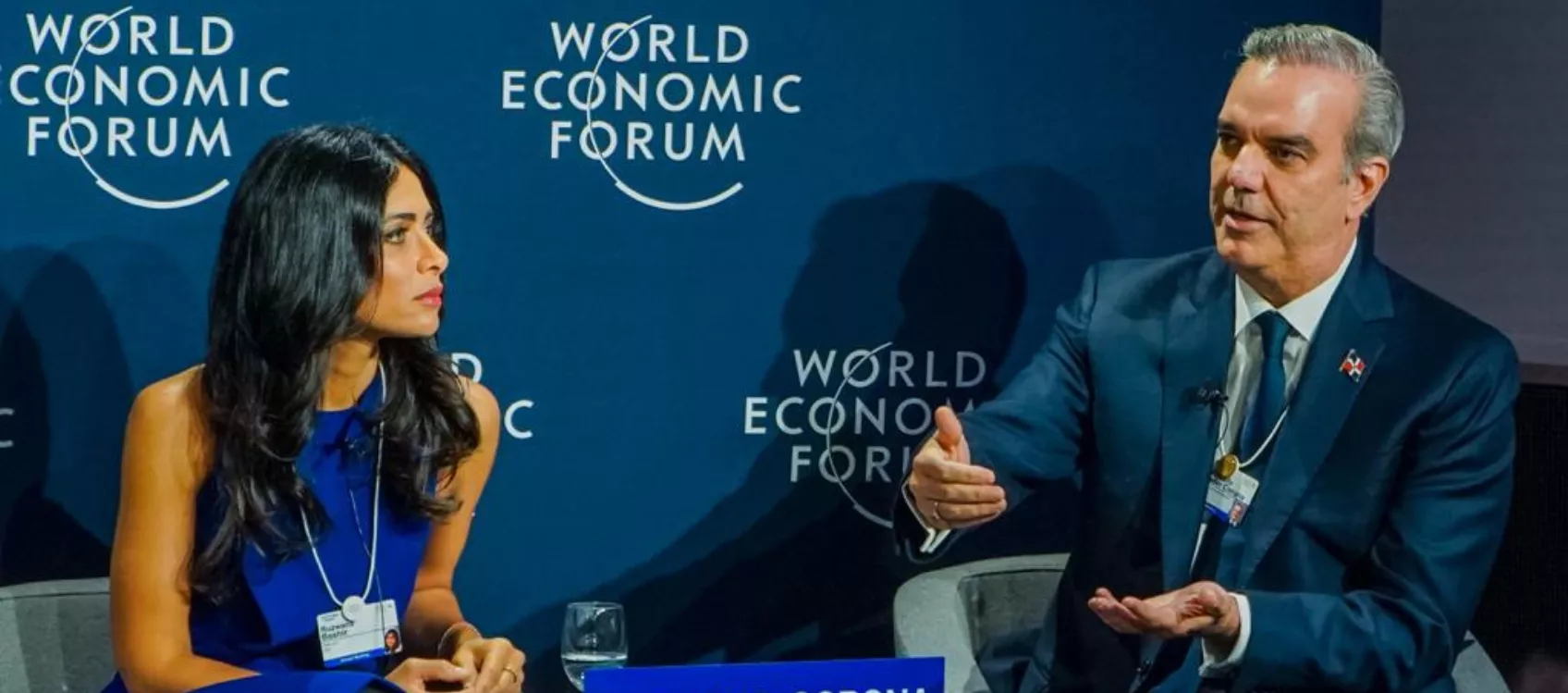 El presidente Luis  Abinader durante la apertura del Foro Económico Mundial en Davos, Suiza.  fuente externa