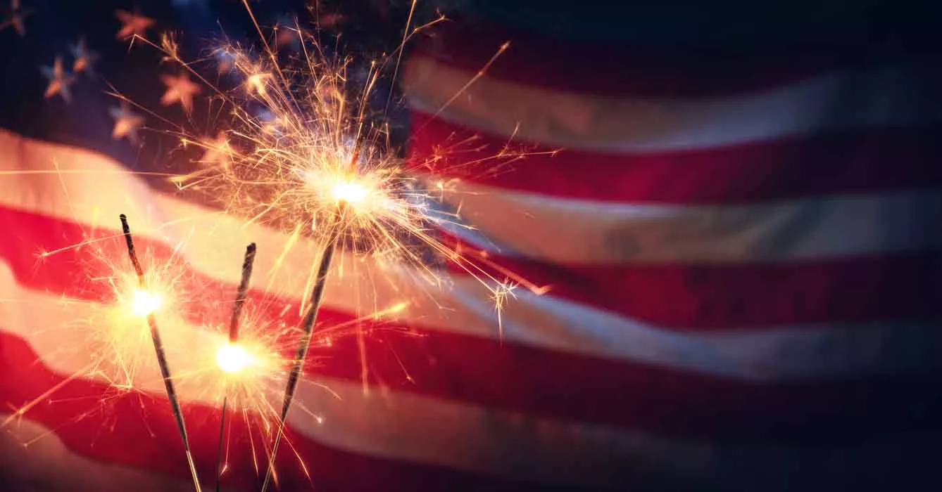 Sparklers And American Flag – Independence Day
