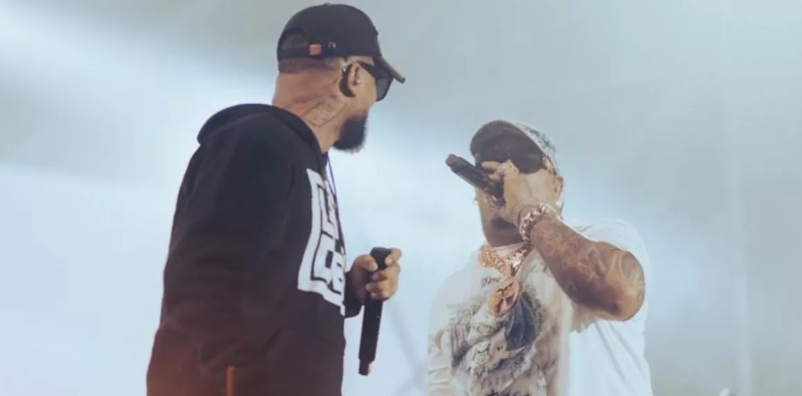 Don Miguelo junto a Bullin 47, quien fue uno de los tantos invitados que le acompañó.