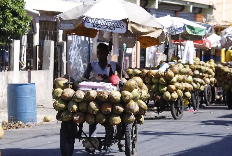 Vendedores de coco preparados para su jornada.   E. Tapia
