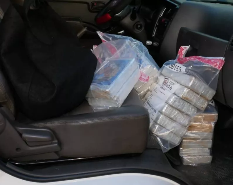 Parte de la droga decomisada al ahora excabo Medina Báez.