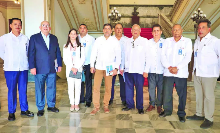 Representantes del Gobierno y los productores tras reunión en el Palacio Nacional.