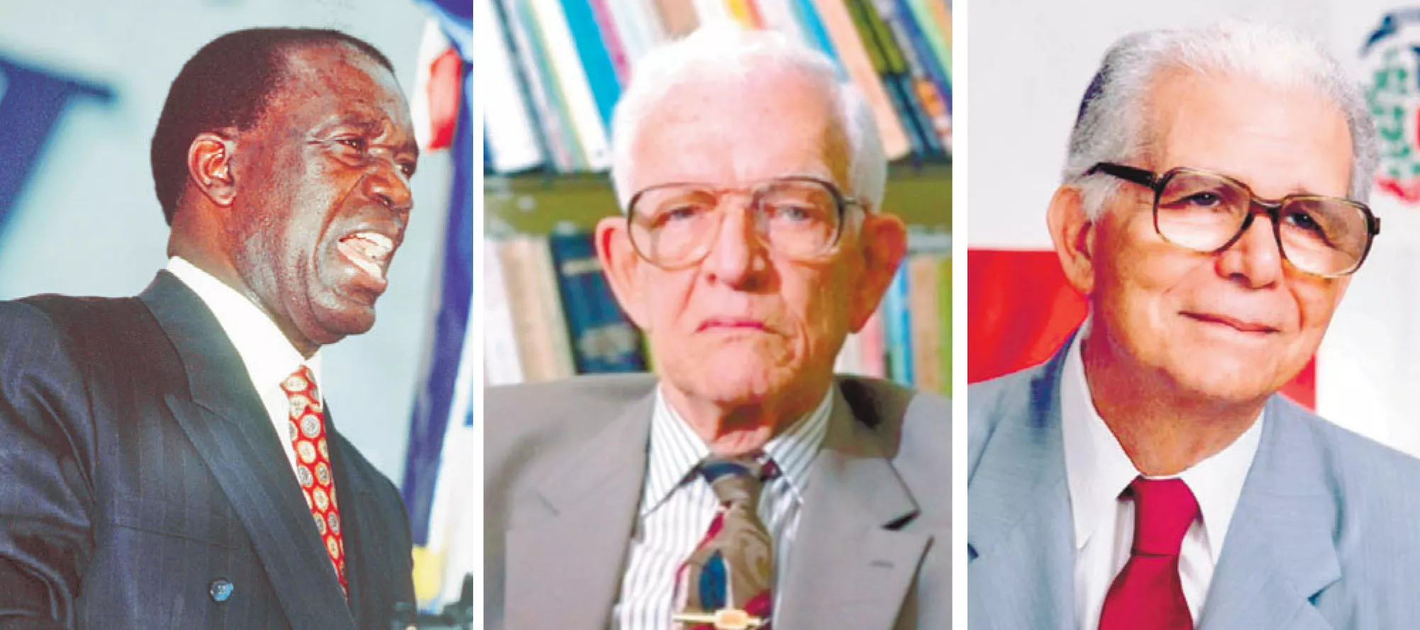 José F. Peña Gómez, Juan Bosch y Joaquín Balaguer lideraron los cambios sociales y políticos tras la revolución.  ARCHIVO