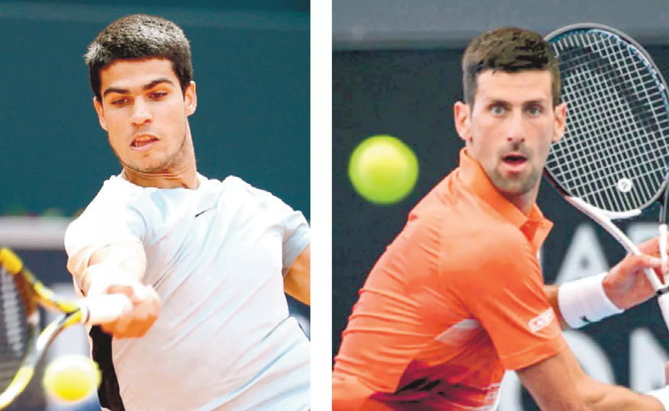 Carlos Alcaraz  y Novak Djokovic podrían enfrentarse en  Roland Garros de  Francia.  Ap