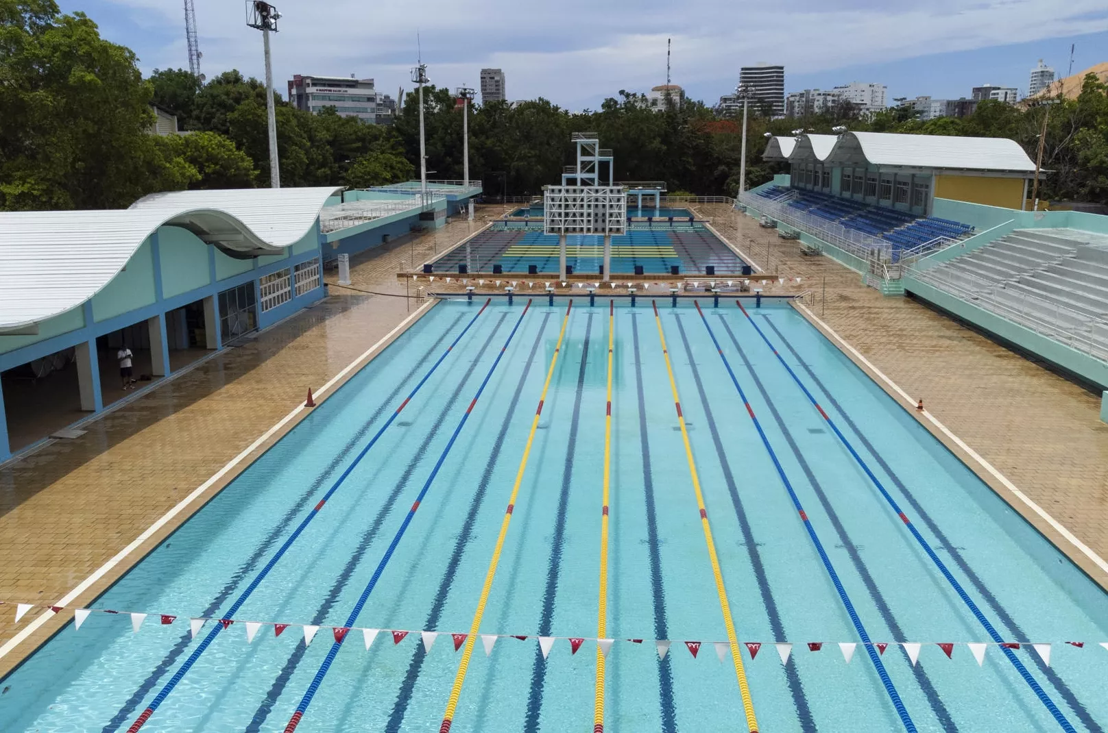 La piscina del Centro Acuático de Santo Domingo albergará competencias natación de  pentatlón moderno.   archivo.