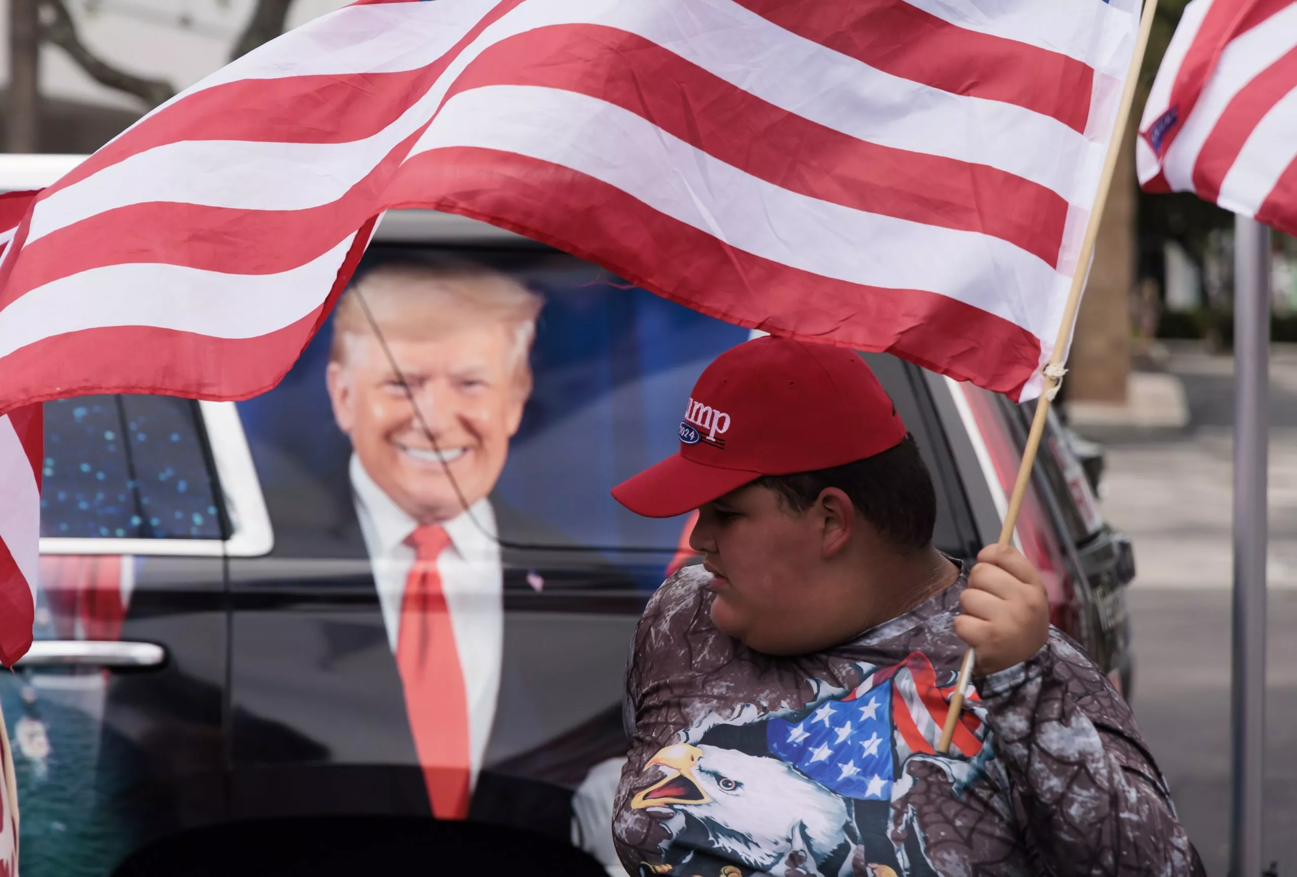 Trump supporters gather for a rally in Florida
