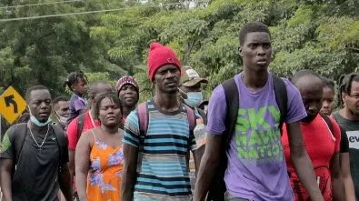 Parte de los migrantes haitianos en caravana de México.