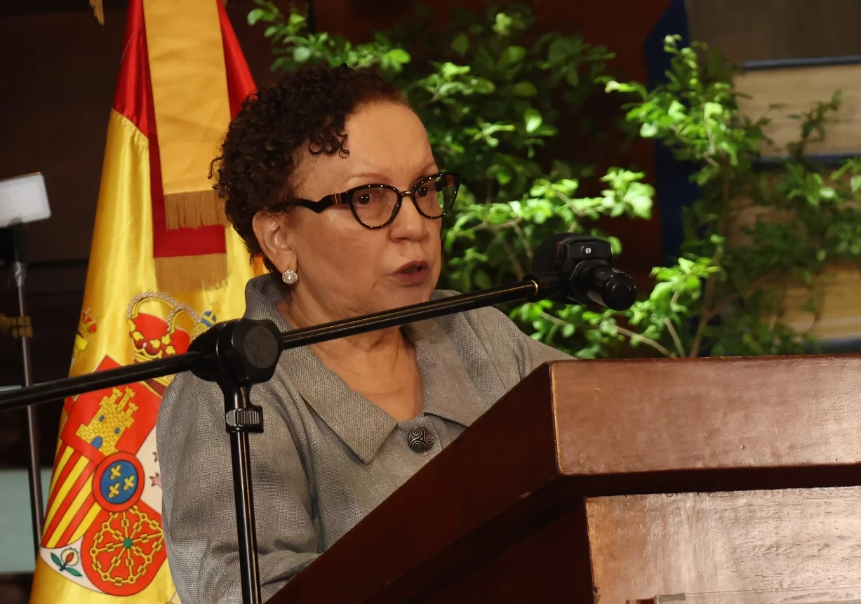 La procuradora general  Miriam Germán Brito mientras habla en una actividad.