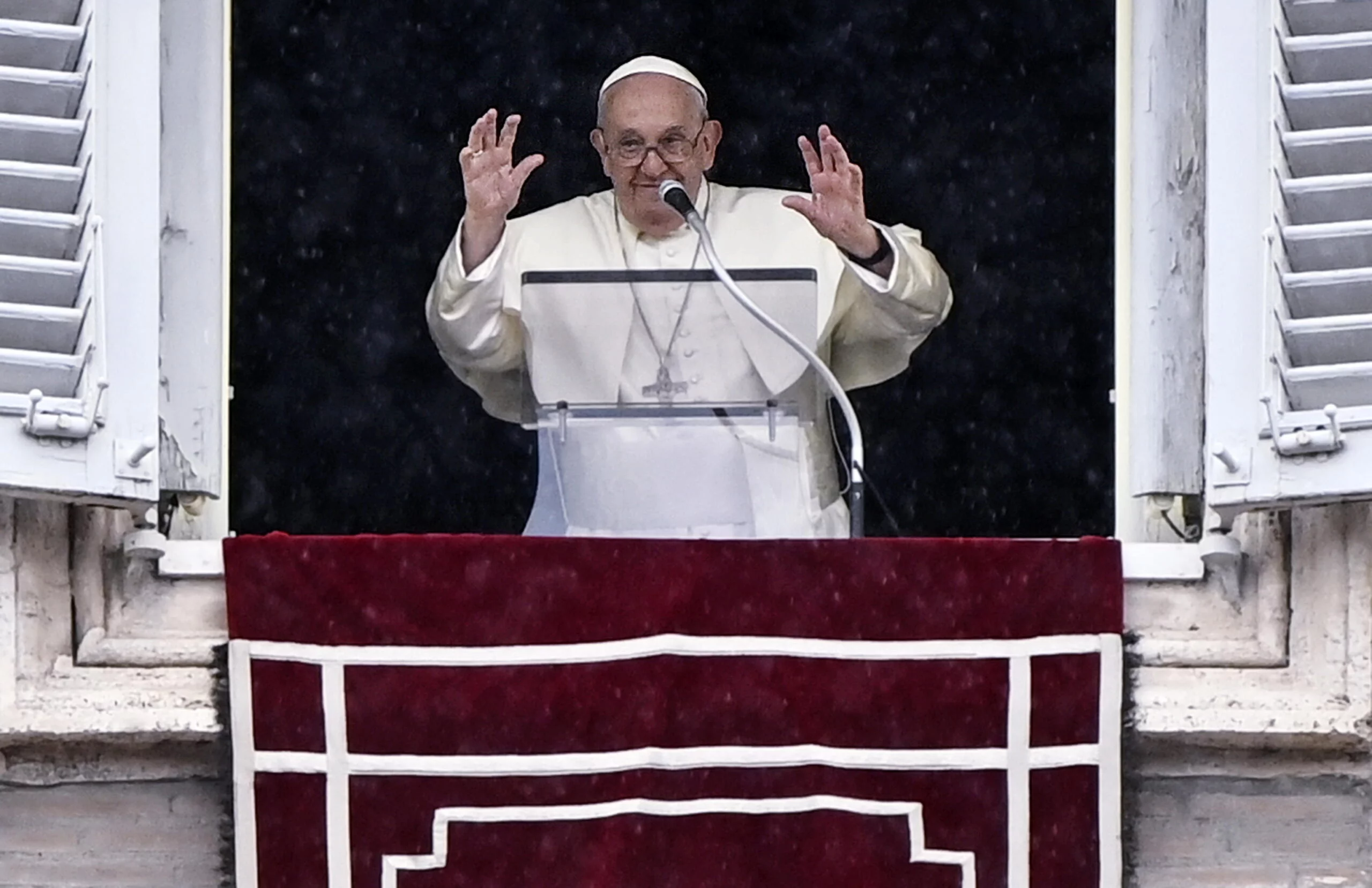 Pope Francis leads Sunday’s Angelus prayer at the Vatican