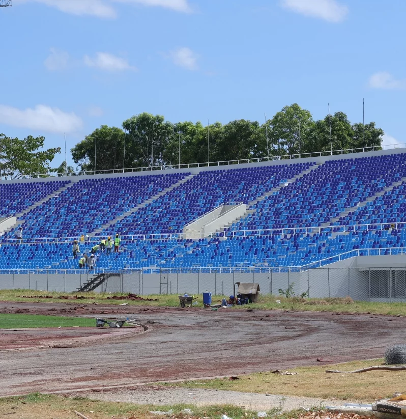 Vista parcial   trabajos   Estadio Olímpico Félix Sánchez.