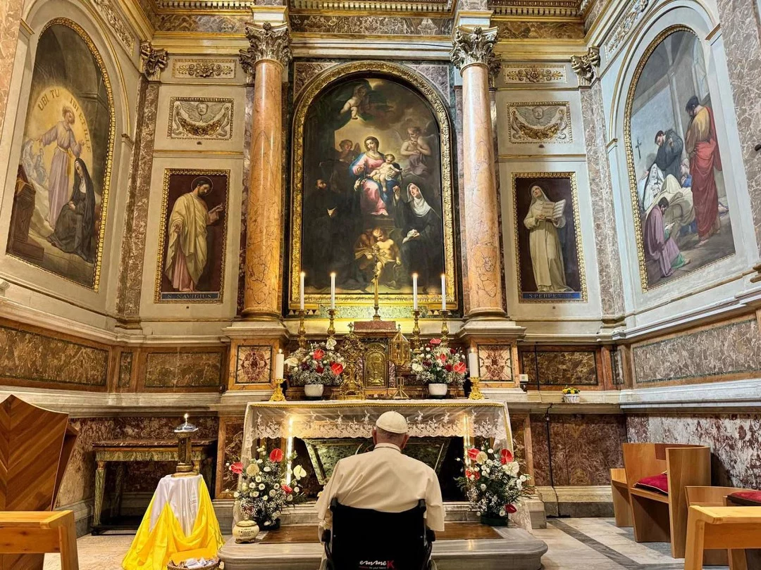 Pope Francis visits Basilica of St. Augustine in Rome
