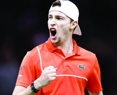 El francés Ugo Humbert, tras derrotar a Carlos Alcaraz.