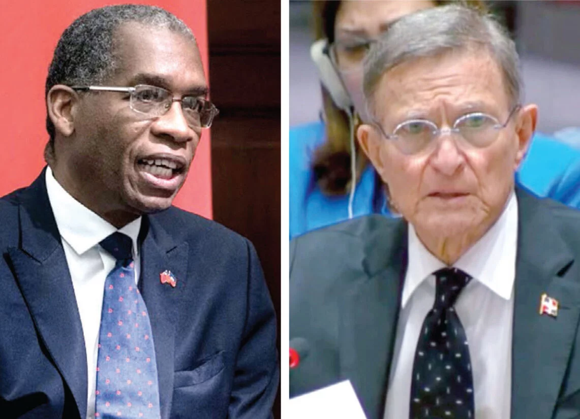 Antonio Rodrigue, embajador haitiano ante la ONU y el canciller dominicano, Roberto Álvarez.