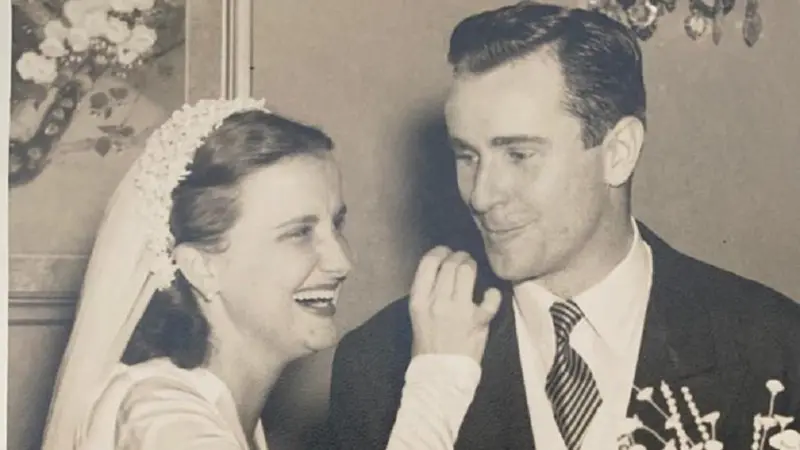 Mercedes Casanovas y Fernando Eleta en el día de su boda.