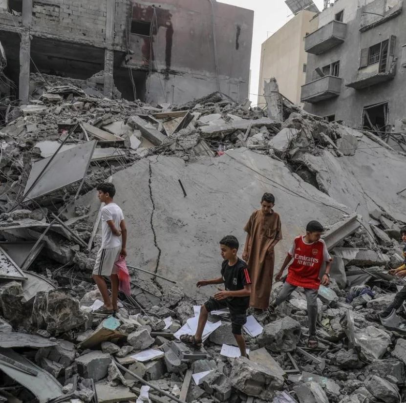 Una zona de Gaza destruida  por los ataques de Israel.