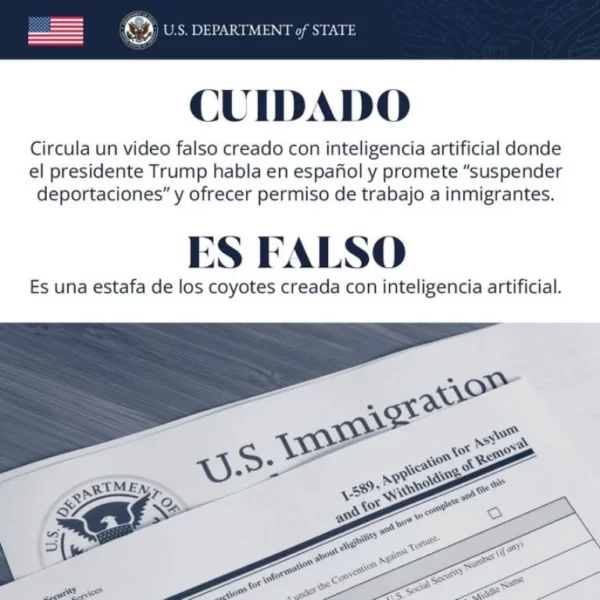 mensaje falso de Trump-embajada de estados unidos