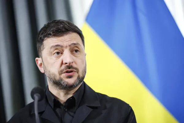 El presidente ucraniano, Volodímir Zelenski, durante una rueda de prensa en una imagen de archivo.